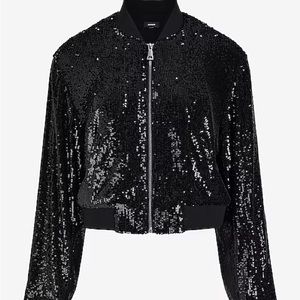 EXPRESS Sequin Cropped Bomber Jacket